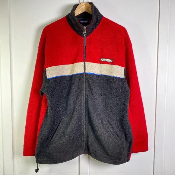 Williams F1 Other - Vintage Williams F1 Racing Fleece Jacket Pile Full Zip Red Black Large